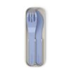 Le set de 3 couverts en plastique Biodégradable "bleu".