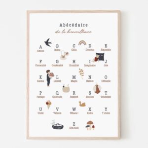 Affiche A3 – Abécédaire de la bienveillance – Bleu.