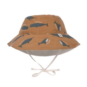 Chapeau anti-UV réversible enfants – Baleine, caramel 19-36mois.