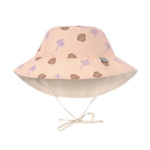 Chapeau anti-UV réversible enfants – Coraux, pêche rose 19-36 mois.