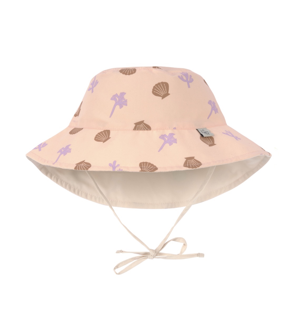 Chapeau anti-UV réversible enfants – Coraux, pêche rose 19-36 mois.