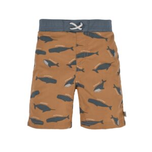 Short de bain anti-UV enfants – Baleine, caramel 7-12mois.