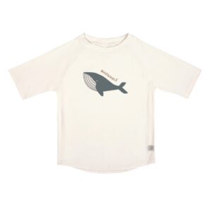 T-shirt anti-UV manches courtes enfants – Baleine, blanc cassé 13-18mois.