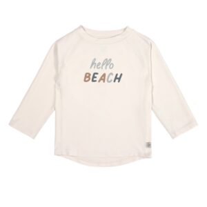 T-shirt anti-UV manches longues enfants – Hello Beach, blanc cassé 13-18mois.