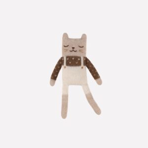 Doudou chaton salopette écrue | Main Sauvage.
