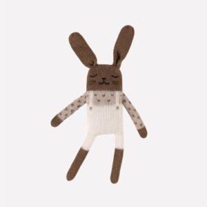 Doudou lapin salopette écrue | Main Sauvage.