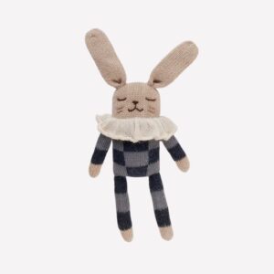 Doudou lapin pyjama à carreaux marine | Main Sauvage.