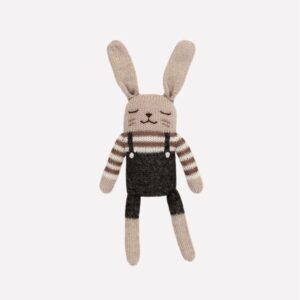 Doudou lapin salopette noire | Main Sauvage.