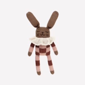 Doudou lapin pyjama à carreaux sienne | Main Sauvage.