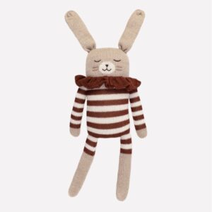 Doudou lapin grand modèle combishort rayé sienne | Main Sauvage.