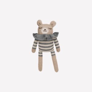 Doudou ourson combishort rayé ardoise | Main Sauvage.