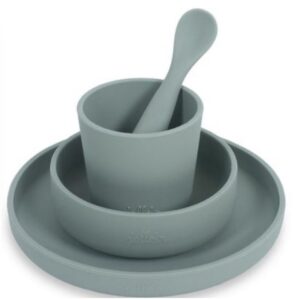 Coffret repas en silicone ash green 4pièces.