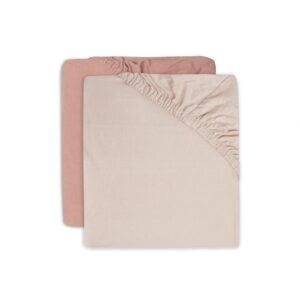 Jollein Drap-housse Jersey 60x120cm – Pale Pink/Rosewood – 2 pièces.