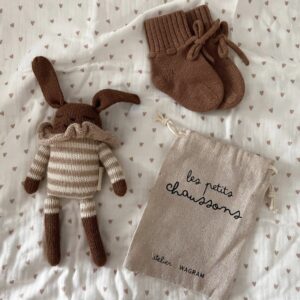 Chaussons Mérinos bébé caramel.