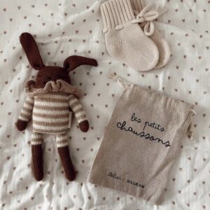 Chaussons Mérinos bébé écru.