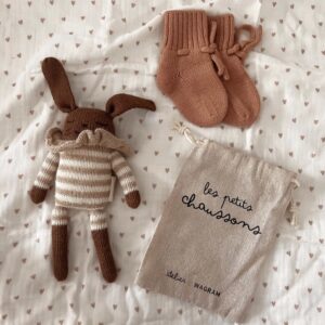 Chaussons Mérinos bébé rouille.