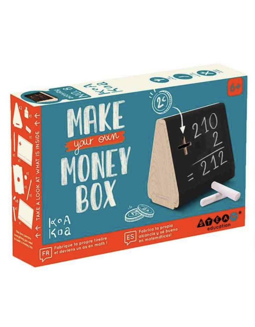 Kit de bricolage pour enfants / Construis une tirelire et deviens un as en maths !