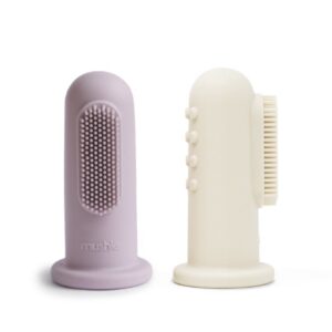 Brosse à dents de doigt « lilas + ivory ».