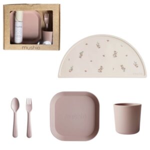 Coffret repas 5 pièces, coloris Blush. Mushie.