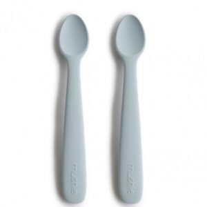 Mushie duo de cuillères en silicone Powder Blue.