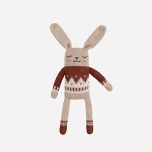Doudou lapin pull jacquard sienne | Main Sauvage.