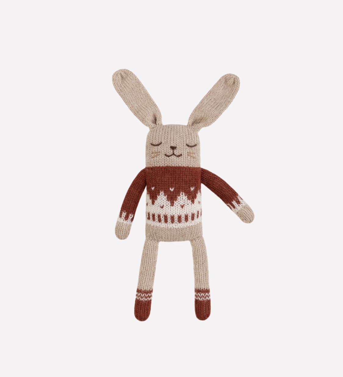 Doudou lapin pull jacquard sienne | Main Sauvage.