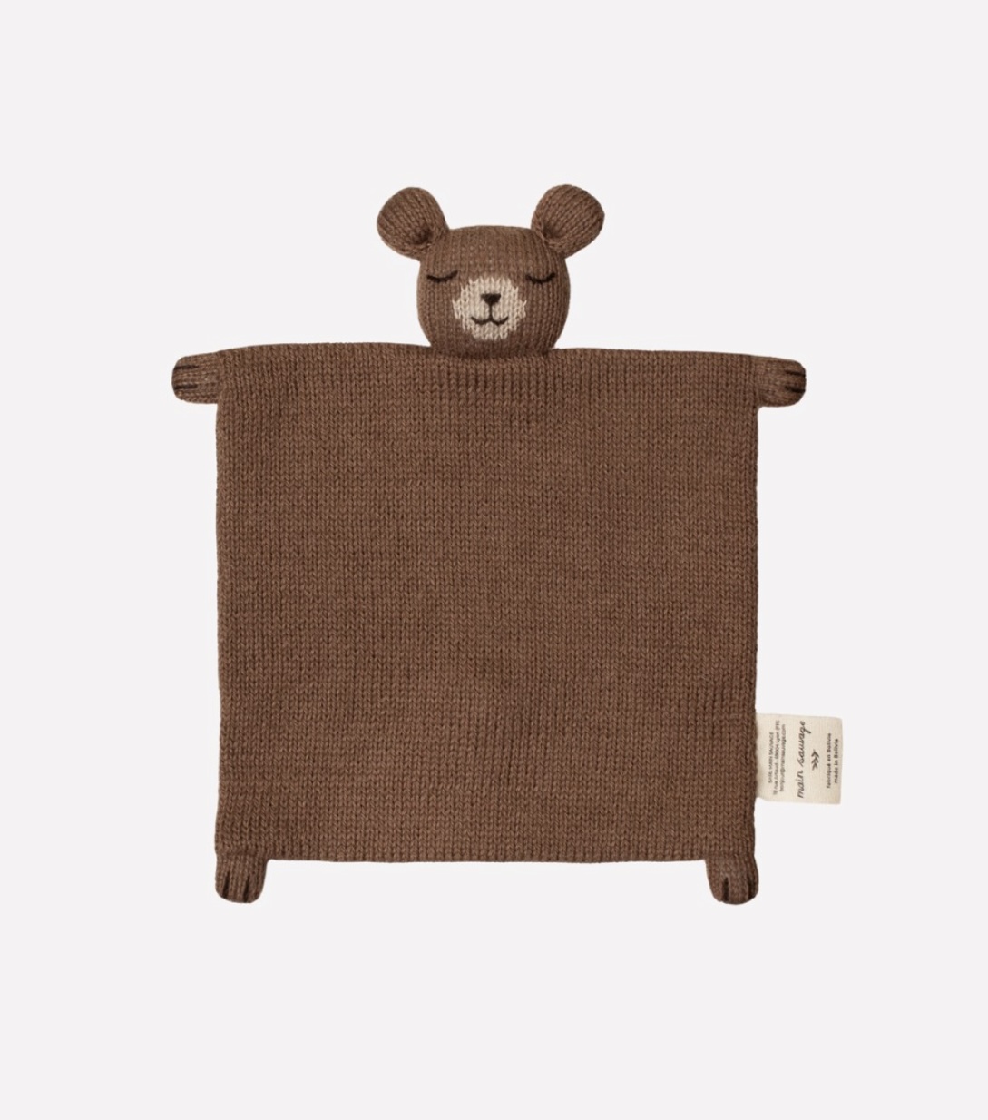 Doudou plat tricoté ourson | Main Sauvage.