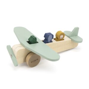 Avion en bois avec animaux.