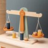 Balance en bois avec 6 poids. - Image 5