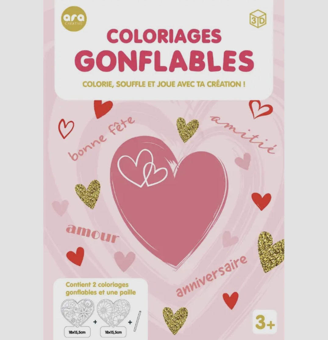 Coloriages gonflables – 2 cœurs.