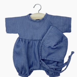 Minikane Babies – Barboteuse Noa et son beguin en jean clair.