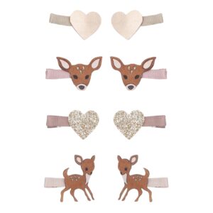 Set de 8 mini pinces faons et coeurs.
