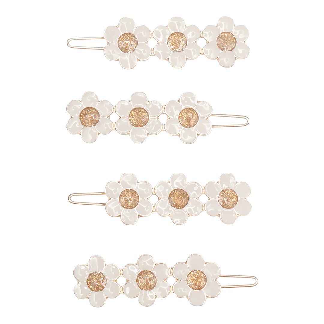 Set de 4 barrettes Marguerites.