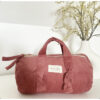 Trousse De Toilette Polochon En Velours - Vieux Rose.