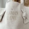 City Bag Coton Brodé Maman Love- Sable. - Image 2