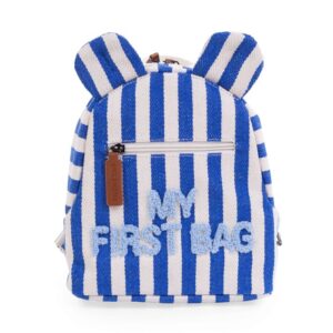 MY FIRST BAG SAC A DOS ENFANT – RAYURES – BLEU ELECTRIQUE /BLEU CLAIR.