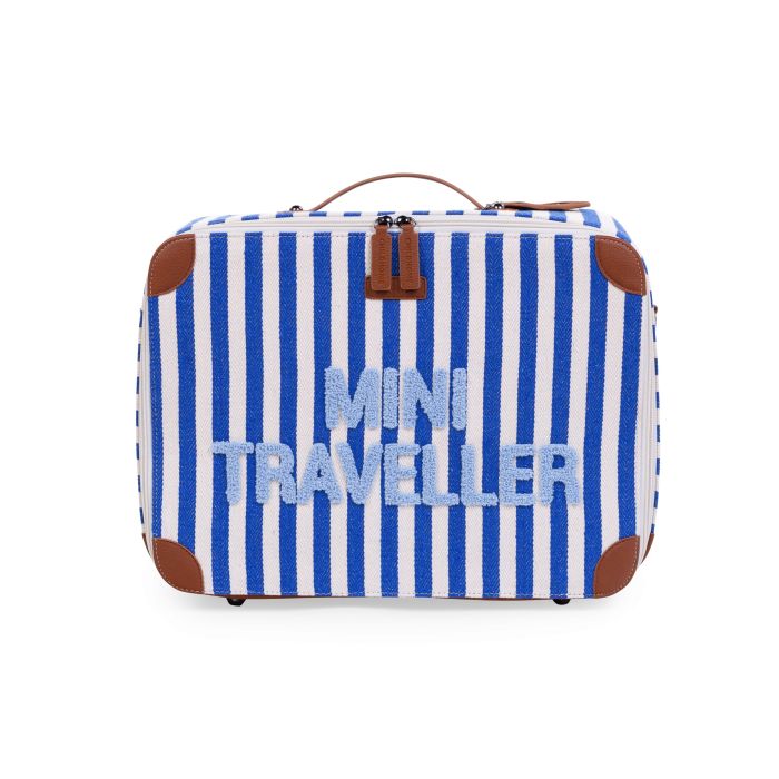 MINI TRAVELLER VALISE ENFANT – RAYURES – BLEU ELECTRIQUE /BLEU CLAIR.