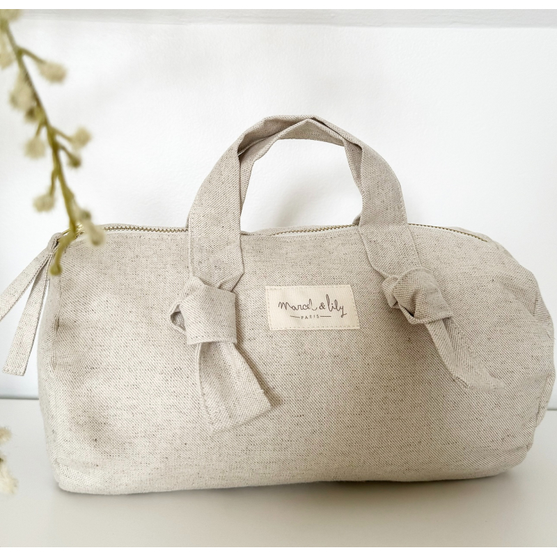 Trousse De Toilette Polochon En Coton – Sable.