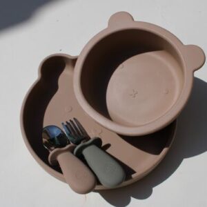 Coffret repas (Couverts / Assiette / Bol) Taupe.