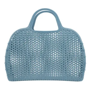Sac de plage rétro bleu vintage.