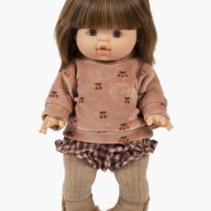 Minikane Ensemble sweat en jersey Cerises et son bloomer Lucette en flanelle Vichy Emile & Ida.