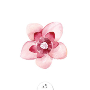 Tatouages éphémères Fleur rose pâle et fuchsia x5.