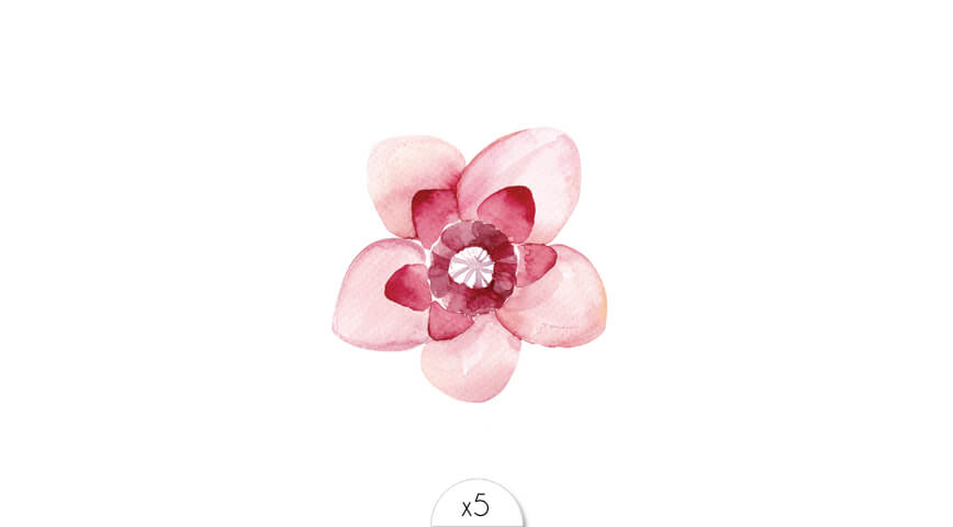 Tatouages éphémères Fleur rose pâle et fuchsia x5.