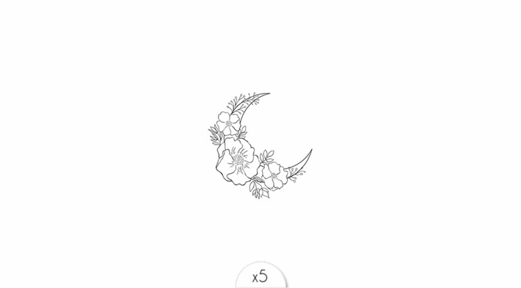 Tatouages éphémères Lune Florale x5.