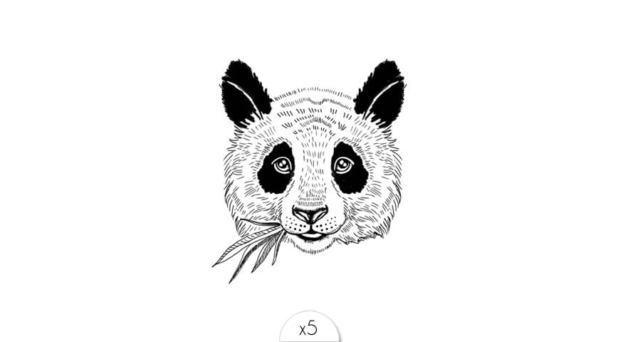 Tatouages éphémères Panda x5.