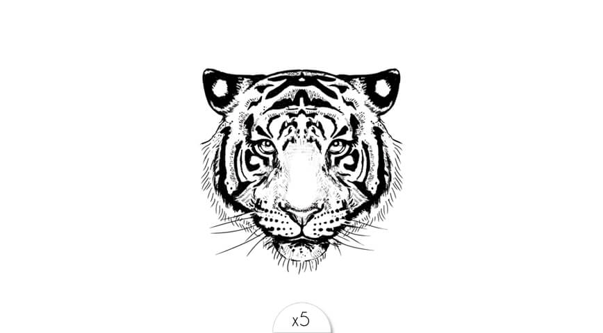 Tatouages éphémères Tigre x5.