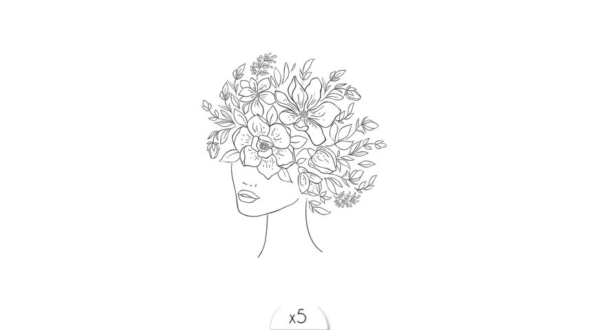 Tatouages éphémères Visage Floral x5.