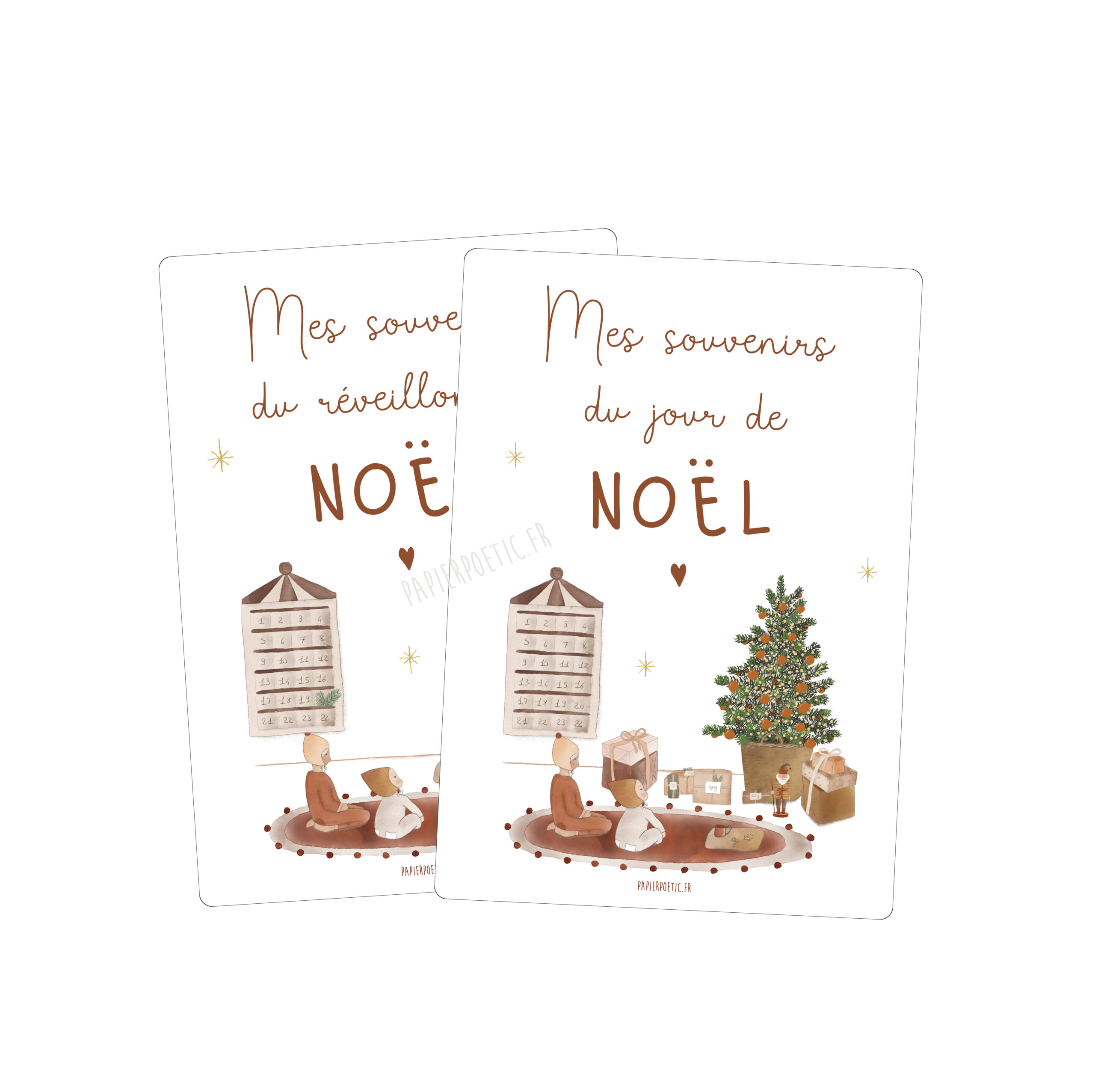 Cartes souvenirs de Noël – Au pied du sapin.