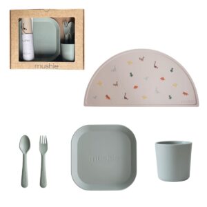 Coffret repas 5 pièces, coloris Sage. Mushie.