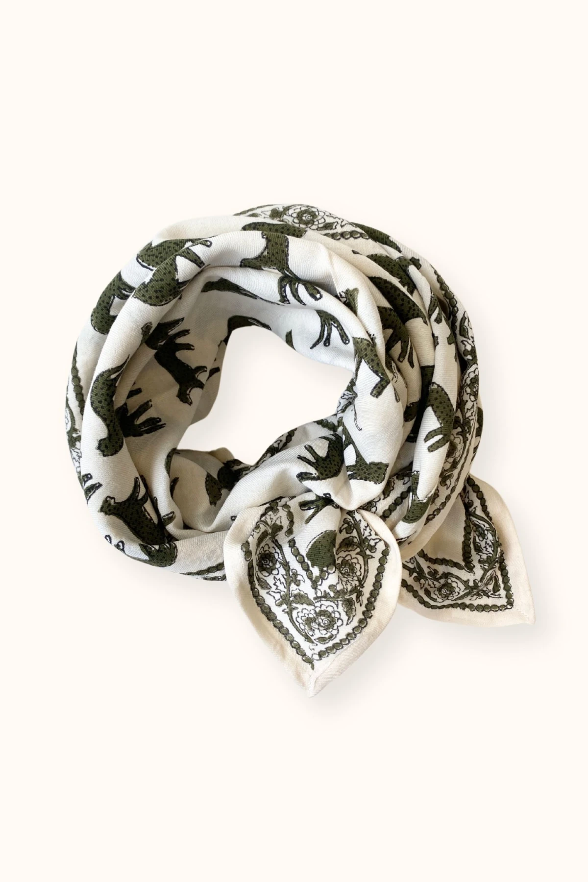 Apaches Collections – Big Foulard Latika « Bengale » Eucalyptus.